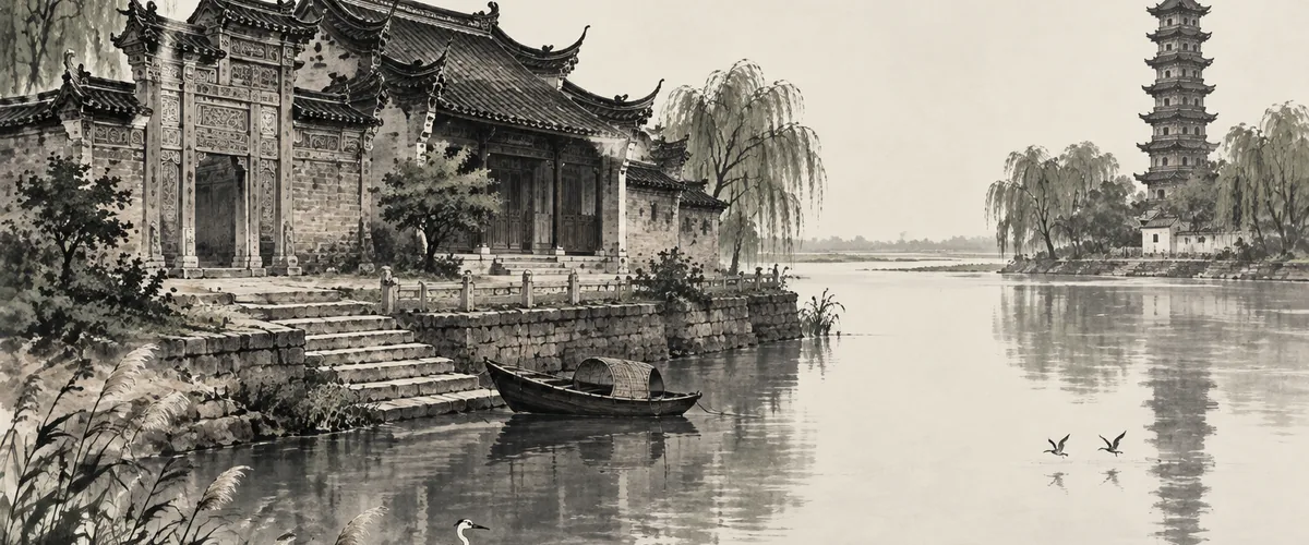 水乡祠堂与古塔意象